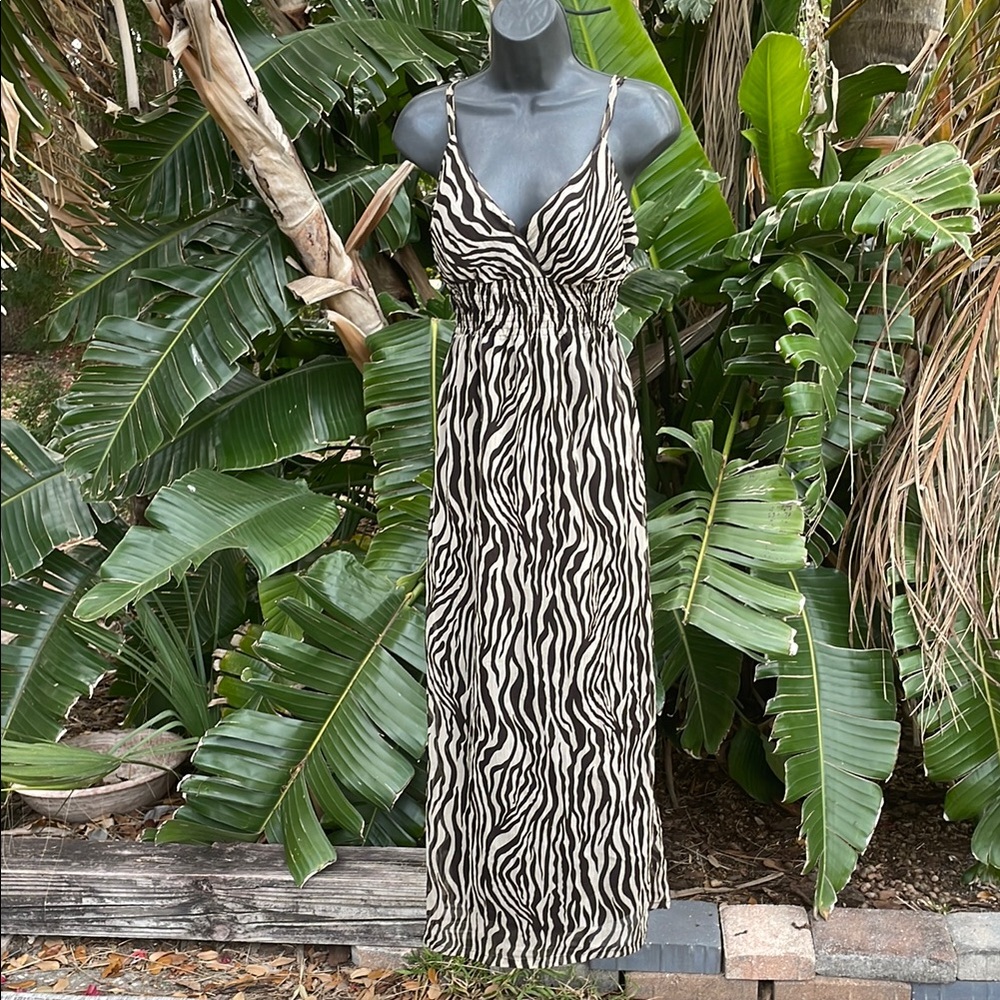 She’s cool zebra print animal print slip dress